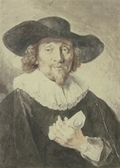 Chalk On Paper Prints: Bust of a man dressed in black