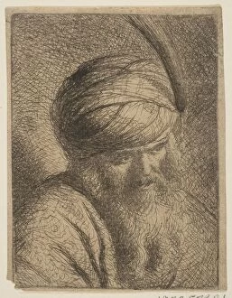 Rijn Collection: Bust of a Man in a Feathered Turban and Long Beard. n. d. Creator: Circle of Rembrandt