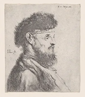 Jan Lievens Doude Prints: Bust of a Man with a Fur Cap, 17th century. Creator: Jan Lievens