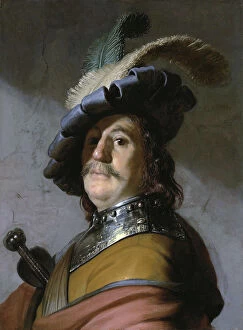 Images Dated 2nd November 2013: Bust of a man in a gorget and a feathered beret, 1627. Artist: Rembrandt van Rhijn (1606-1669)