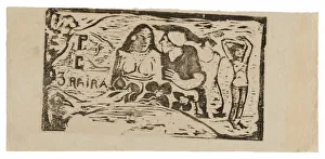 French Polynesian Prints: Bust of a Nude Woman and Three-Quarter Figure of a Man with a White Cap in Profile, T