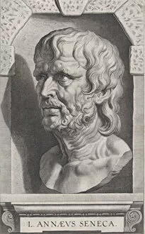 Images Dated 1st December 2020: The bust of Seneca, in a stonework niche, ca. 1615. Creator: Cornelis Galle I