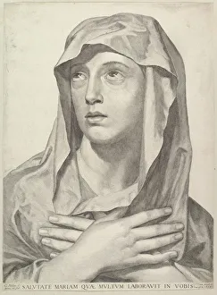 Mellan Claude Collection: Bust of the Virgin, 1650. Creator: Claude Mellan