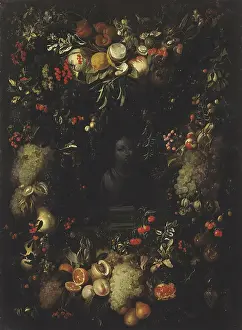 Tulipa Prints: Bust of the Virgin Framed with a Garland of Fruit