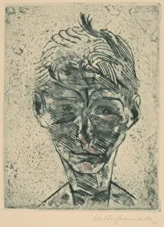 Painter Gallery: Bust of a Young Man, Self-portrait (Knabenkopf, Selbstporträt), 1922 / 1923