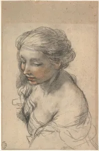 Cortona Prints: Bust of a Young Woman Turned to the Left, 1637. Artist: Cortona, Pietro da (1596-1669)