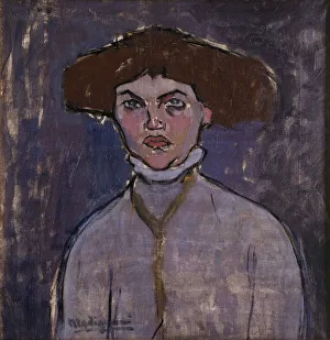 Modigliani Prints: Buste de jeune femme, 1908. Creator: Modigliani, Amedeo (1884-1920)