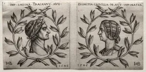 Busts of Emperor Trajan and Domitia Calvilla, 1546. Creator: Hans Sebald Beham (German, 1500-1550)