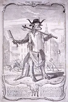 Animal Skin Collection: The butcher, 1740. Artist: George Bickham