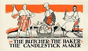 Orange Colour Gallery: The Butcher, The Baker, The Candlestick Maker, c1925. Artist: John Archibald Austen