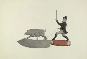 Butchers Prints: Butcher's Shop Sign, c. 1939. Creator: Laura Bilodeau