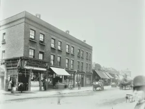 Council Prints: Butchers and other shops on the Tower Bridge Road, Bermondsey, London, 1900