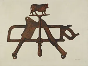 Butchers Prints: Butchers Sign, c. 1938. Creator: Vera Van Voris