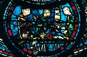 Chartres Collection: The Butchers, stained glass, Chartres Cathedral, France, 1194-1260