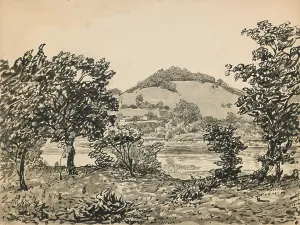 Indiana Prints: Butler's Hill, Brookville (recto)