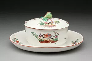 Tin Glazed Collection: Butter Dish and Stand, Aprey, c. 1775. Creator: Aprey Pottery Factory