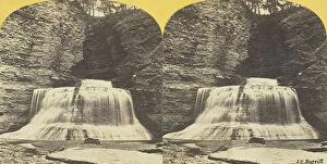 Albumen Print Stereo Collection: Buttermilk Creek, Ithaca, N.Y. 3d, or Pulpit Fall, 30 feet high, 1860 / 65. Creator: J. C