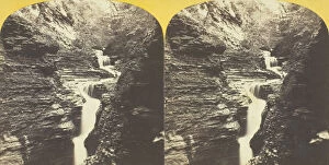 Albumen Print Stereo Collection: Buttermilk Creek, Ithaca, N.Y. Cascade above 4th Fall, 1860 / 65. Creator: J. C. Burritt