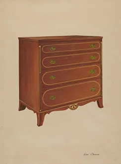 Cronk Lon Prints: Butternut Wood Chest of Drawers, c. 1938. Creator: Lon Cronk
