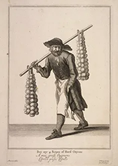 Marcellus Laroon Prints: Buy my 4 Ropes of Hard Onyons, Cries of London, (c1688?)