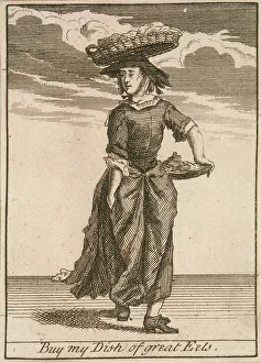 Fish Seller Prints: Buy my Dish of great Eels, Cries of London, (c1688?)