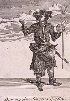 Marcellus Laroon Prints: Buy my fine Singing Glasses, Cries of London, (c1688?)