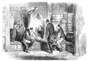 Boots Prints: Buying camlets in a shop, Yokohama - from a sketch by our special artist