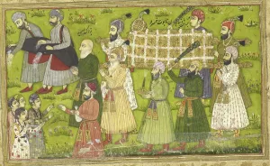 Leading Prints: Buzurjumid leading the funeral procession... 1726. Creator: Anon