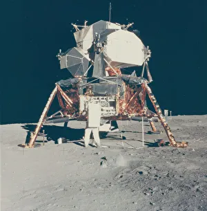 Edwin Eugene Prints: Buzz Aldrin with Apollo 11 Lunar Module on the Moon, 1969. Creator: Neil Armstrong