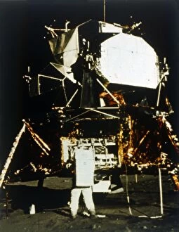 Buzz Aldrin Gallery: Buzz Aldrin by the Lunar Module on the surface of the Moon, Apollo II mission, July 1969