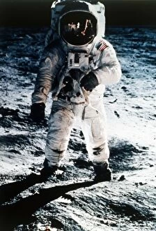 Buzz Aldrin Gallery: Buzz Aldrin on the Moon, Apollo II mission, July 1969. Creator: Neil Armstrong