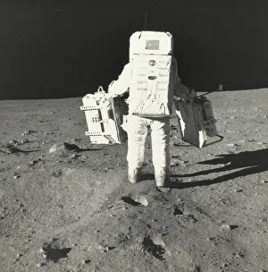 Edwin Eugene Prints: Buzz Aldrin on the Moon with Components of the Early Apollo Scientific Experiments