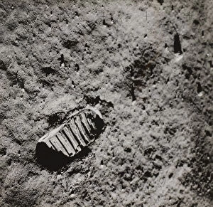 Edwin Eugene Aldrin Jr Gallery: Buzz Aldrins Footprint on the Surface of the Moon, 1969. Creator: NASA