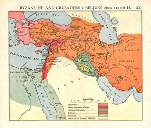Byzantine and Crusaders v. Seljuks, circa 1130 A.D. c1915. Creator: Emery Walker Ltd