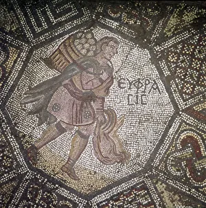 Detail of Byzantine Floor Mosaic at Great Palace, Istanbul, Reign of Justin, 565-575