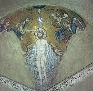 Byzantium Collection: Byzantine mosaic of the baptism of Christ, 11th century