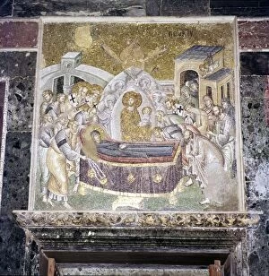 Byzantine Gallery: Byzantine Mosaic, Death of the Virgin Mary, Chora church, Istanbul, c1310-1320