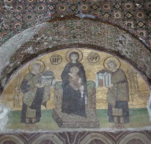 Flavius Valerius Constantinus Prints: Byzantine mosaic of the Virgin with Justinian and Constantine