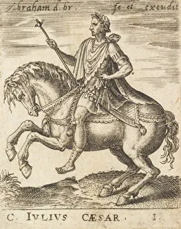 Toga Prints: C. Julius Caesar from Twelve Caesars on Horseback, c1565-1587. Creator: Abraham de Bruyn