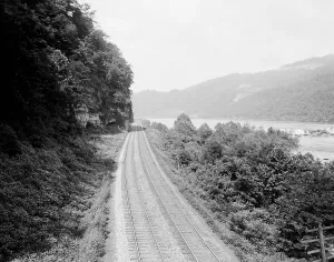 Rail Road Prints: C. & O. Ry. [i.e. Chesapeake and Ohio Railway] at Sandstone Falls