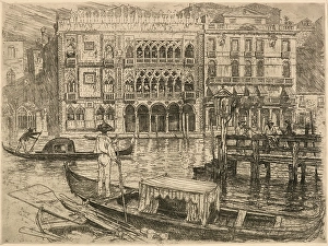 Gondolas Prints: Ca D'oro, Venice, 1883. Creator: Frank Duveneck