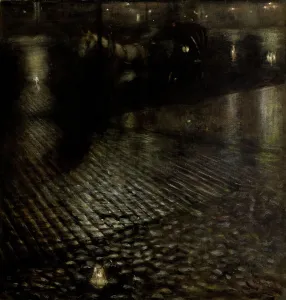 Muzeum Narodowe Prints: Cab in the Rain, 1896. Creator: Pankiewicz, Józef (1866-1940)