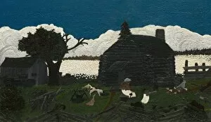 Naive Art Collection: Cabin in the Cotton, c. 1931-1937. Creator: Horace Pippin