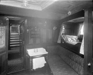 Cabin on the steam yacht Venetia, 1920. Creator: Kirk & Sons of Cowes