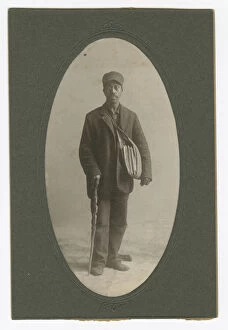 Portraits Gallery: Cabinet card of a newspaper carrier, mid to late 19th century. Creator: Unknown