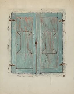 Linen Press Gallery: Cabinet Doors at Mission San Jose de Guadalupe, c. 1938. Creator: Bertha Semple