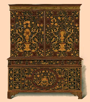 Cabinet press inlaid with marquetry, 1905. Artist: Shirley Slocombe Cabinet press inlaid with marquetry, 1905. Artist: Shirley Slocombe