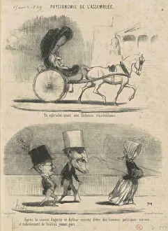 Horse And Trap Prints: Un cabriolet ayant une facheuse ressemblance... 19th century. Creator: Honore Daumier