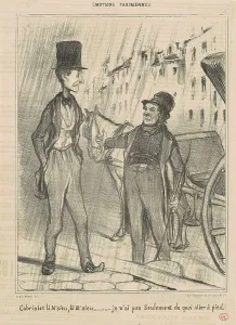 Taxi Driver Prints: Cabriolet là M'sieu, là M'sieu... 19th century. Creator: Honore Daumier