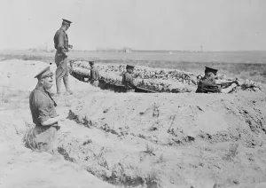 Cadet Prints: Cadets N.M.M.I. digging trench, between c1915 and c1920. Creator: Bain News Service